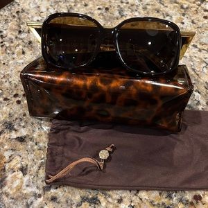 Tory Burch Polarized Sunglasses, square frame, brown lens, brown frames